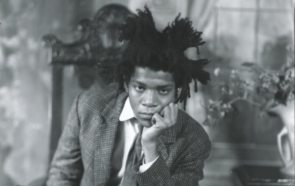 Retrato en blanco y negro de Jean-Michel Basquiat