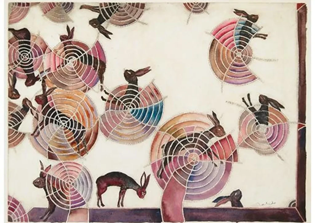 Cangrejos con esmeraldas cuadro de Francisco Toledo con técnica de trazo.