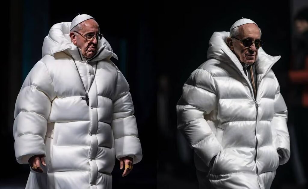 Foto  Papa Francisco por Rick Dick en Moncler.