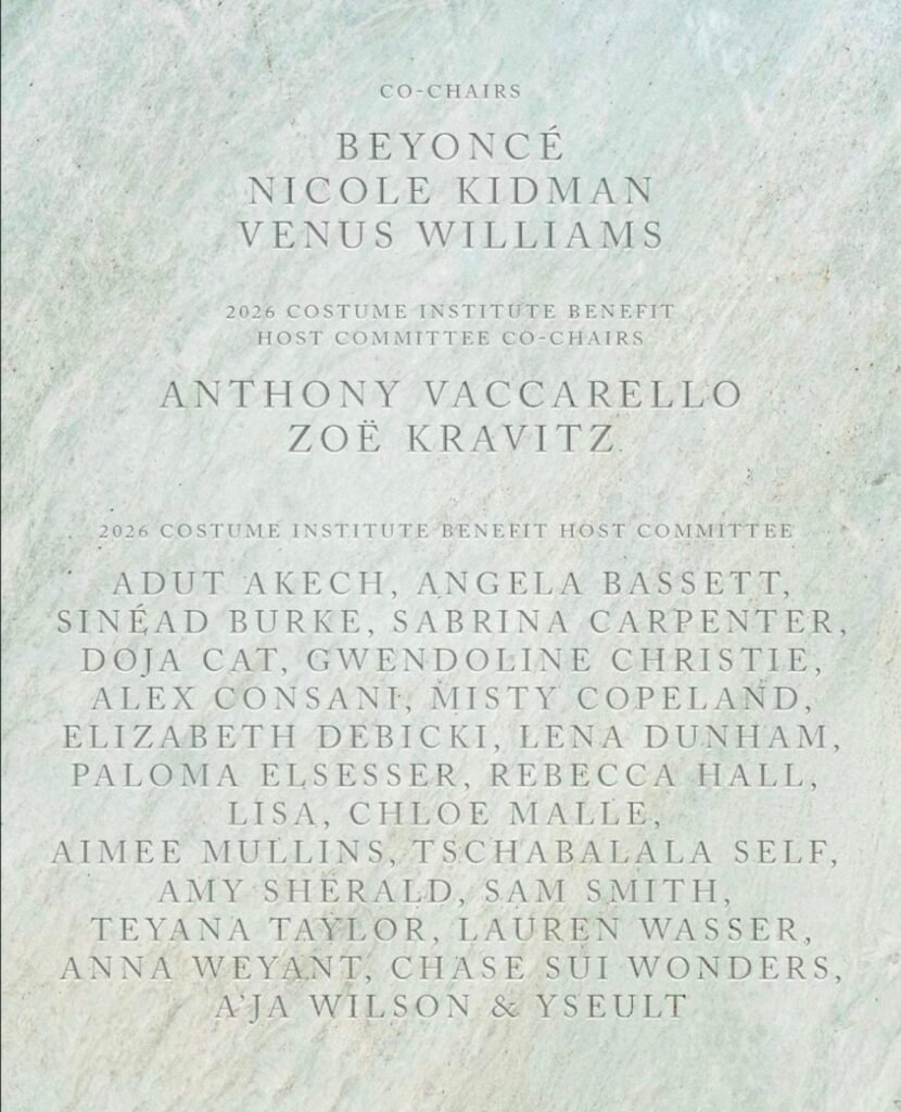 Met Gala 2026:  dress code 'Fashion Is Art'