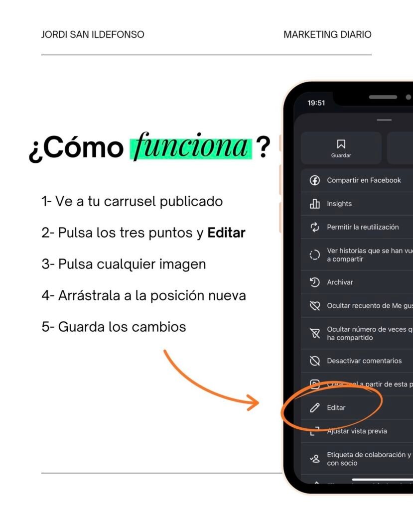 Instagram ya permite reordenar carruseles después de publicar